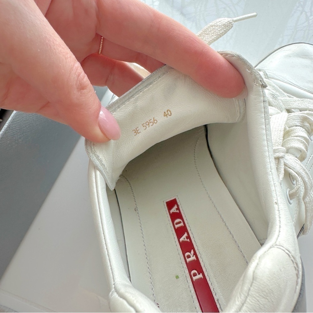 Prada Sport Leather White Sneakers - Size 40 - Picture 5 of 6
